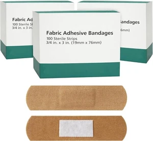 Flexible Fabric Adhesive Bandages, Fabric Strip, 3/4in x 3in, 300 Count - Picture 1 of 6