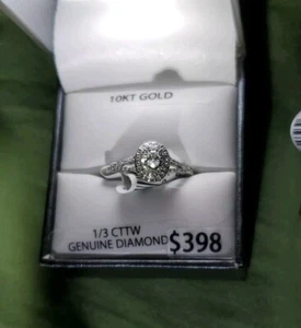 10k White Gold & 1/3 CTTW Genuine Diamond Engagement Ring Sz.7 Forever Bride - Picture 1 of 16