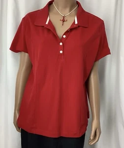 Riders By Lee Top Womens XXL Red White Buttons 1/4 Button TMH250409/TB4 - Picture 1 of 8