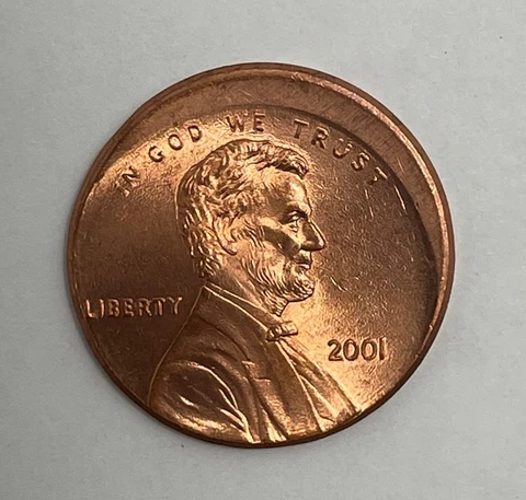 2001 Lincoln Memorial Cent Off Center Strike 10-15%+/- Error Coin Cover