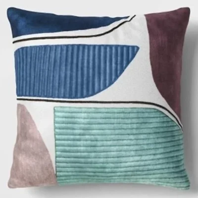 Almohada Geométrica Patrón Abstracto Color Bloqueado 18"x18" Cuadrado NUEVO Foto 1 de 4