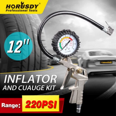 Air Tyre Inflator Pressure Meter Car Truck Tire Pump Hose Gauge Compressor Tools - image 1 of 4