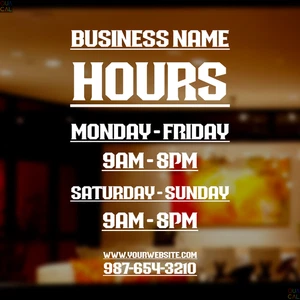 Custom Business Store Hours Phone Web Vinyl Decal Sticker Sign Glass Windows #44 - Picture 1 of 9