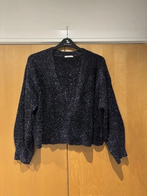 Ladies Blue Sparkle Edge To Edge Cardigan Lightweight Size 14 - Image 1 of 4