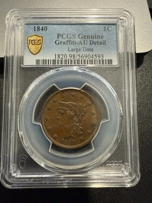 1840 cabelo trançado centavo grande UA - Imagem 1 de 4