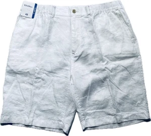 NEU - Größe 42 Herren Roundtree & Yorke karibische Leinenshorts 10" Schrittlänge weiß - Bild 1 von 10