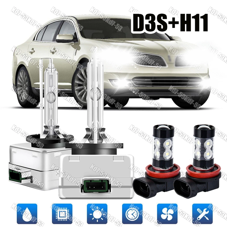 Faro delantero HID alto/bajo+LED bombillas antiniebla 4 piezas para Lincoln MKS 2009-2015 2016 Foto 1 de 4