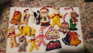 Lote de 16 adornos navideños vintage, tela/fieltro relleno/almohadas. VER FOTOS - Imagen 1 de 7