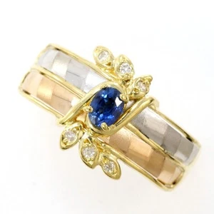 Platinum 900 18K Yellow gold Pink ring Sapphire Diamond Free shipping Used - Picture 1 of 7