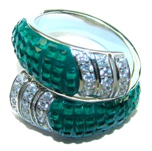 Colombian Emerald Ring 11.1ct 925 Sterling Silver Handcrafted size: 6 - Picture 1 of 4
