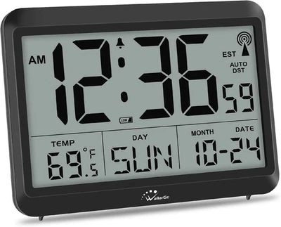 Atomic Wall Clock W Temperature, Humidity, Large Display, Battery Operated,Alarm - Image 1 of 4