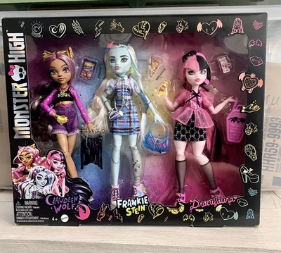 Monster High GHOUL'S DAY OUT 3 Pack Set DOLLS Draculaura Clawdeen Frankie Stein - Image 1 of 3