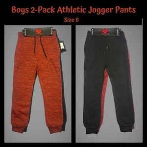 Boys 2-Pack Red & Black Athletic Performance Jogger Pants with Pockets Size 8 - Picture 1 of 9
