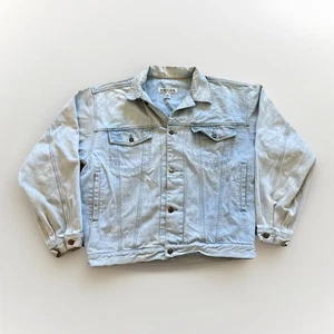 Vintage Bugle Boy Trucker Jacket Mens L Distressed Denim Type III 90s Jean - Picture 1 of 9