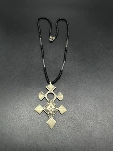 Tuareg African Tribal Southern Cross Nomadic Compass Sahara Desert Necklace 17” - Picture 1 of 11