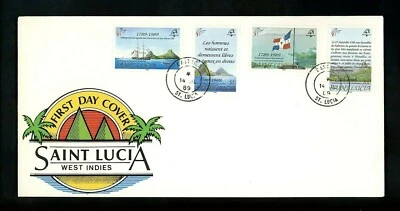 Postal History St. Lucia FDC #942-945 French Revolution flag Philexfrance 1989 - Image 1 of 2