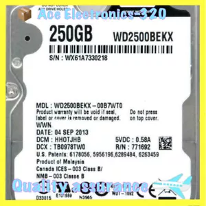 Western Digital Black 250GB WD2500BEKX 7200 RPM SATA 2.5" Laptop HDD Hard Drive - Picture 1 of 4