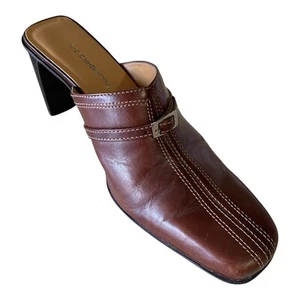 Liz Claiborne Slip On Mules 6.5 Marrón Oscuro Slides Tacón Bloque Rich Mom Office - Imagen 1 de 15