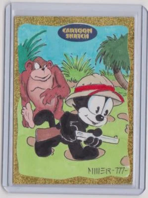CLASSIC CARTOON SKETCH ART TRADING CARDS FELIX THE CAT sketch by STEVEN MILLER - Image 1 of 3