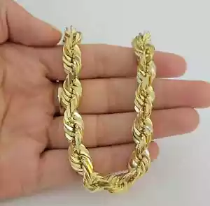 10k Yellow Gold Mens 7mm Diamond Cut Rope Genuine Italian Chain Link Bracelet 8" - Picture 1 of 8