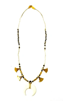 Chan Luu Crescent Horn Brass Semiprecious seed bead necklace - Image 1 of 3