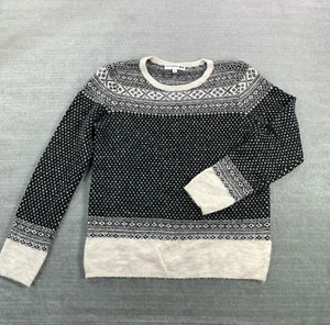 Uniqlo Ines De La Fressange Sweater Women L Fair Isle Black Crew Neck Birdseye - Picture 1 of 9