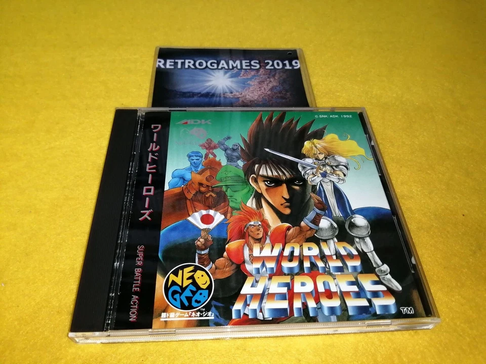 Neo Geo  WORLD HEROES   Neogeo CD SNK SPINE CARD + REG CARD - Image 1 of 4