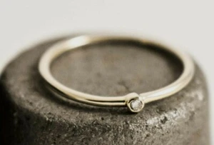 14k Solid Gold Diamond Ring Natural Diamond Studded Gold Ring Valentines Ring. - Picture 1 of 12