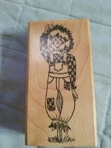 1996 Stampourri Scarecrow Halloween Fall rubber stamp 3.5" x 2" - Picture 1 of 3