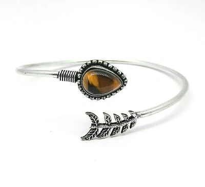 Тигровый глаз камень манжеты лист дизайн регулируемый браслет ручной работы браслет - Изображение 1 из 4