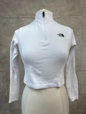 Pullover recortado blanco con cremallera 1/2 The North Face para mujer talla S Foto 1 de 4