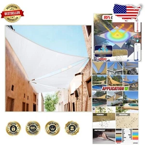 Heavy Duty Virgin HDPE Sun Shade Sail - 95% UV Blockage, White Triangular Canopy - Picture 1 of 9
