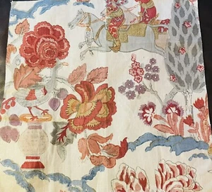 (1) Schumacher New Designer Fabric Sample--“Persian Lancers” 16 x 16 Linen w/Tag - Picture 1 of 4