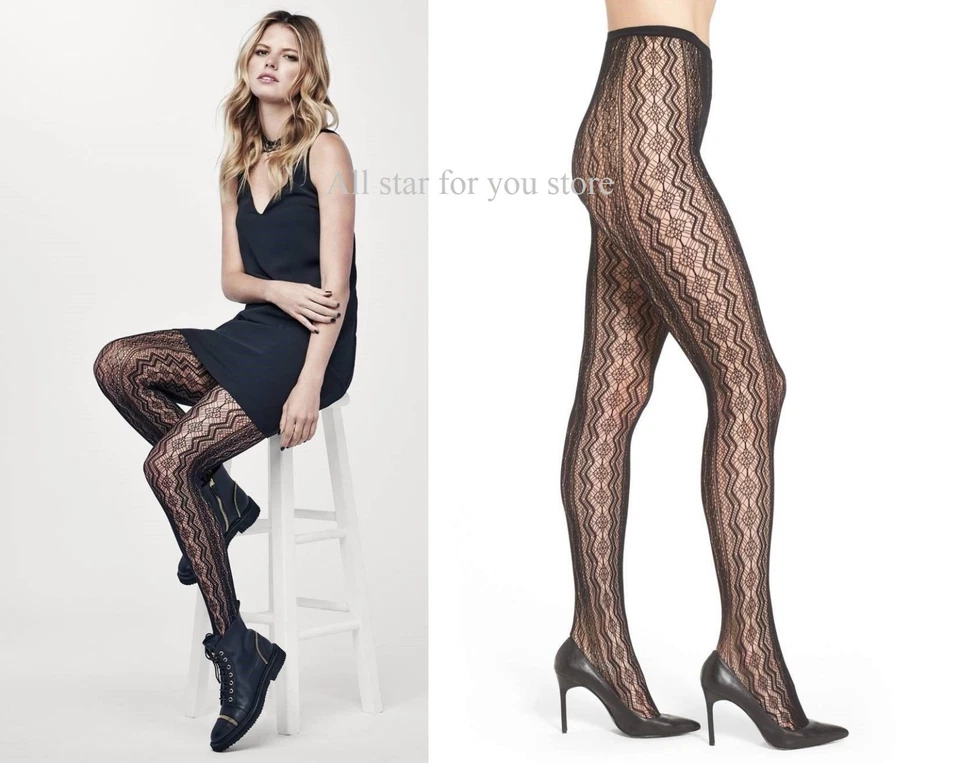 Medias para mujer HUE verticales con red de diamantes negras S/M Foto 1 de 1