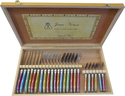 Laguiole France, Jean Neron Set of 24 Colorful Handles,Wooden Gift Set - Image 1 of 4