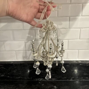 8” Glitter Shimmer Crystal Chandelier Christmas Hanging Ornament Dollhouse Doll - Picture 1 of 8