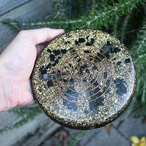 Orgone Energy Shungite Charging Plate Large - Gold 50:50 METAL TO RESIN - Picture 1 of 5