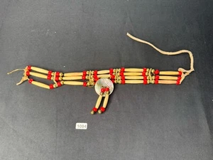 Vintage Vintage authentisches indianisches Halsband handgefertigt Knochen und Messingperlen - Bild 1 von 14
