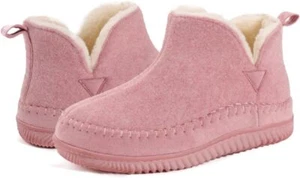 Women's Moccasin Bootie Slippers Memory Foam House Shoes with Hard Rubber Sole - Picture 1 of 23