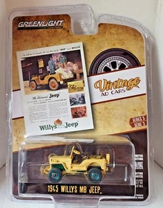 Greenlight Vintage Ad Cars Series 5 Green Machine 1945 Willys MB Jeep Chase Toy - Picture 1 of 5