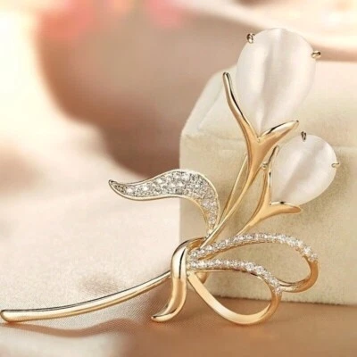 18K Yellow Gold Filled Simulated Opal Cubic Zirconia Charming Plant Fruit Brooch Foto 1 de 4