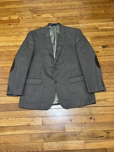Izod Mens Blazer Jacket Size 44L Brown Flecked Poly Rayon 2 Button Sport Coat - Picture 1 of 8