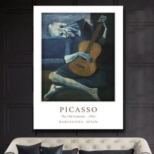 Pablo Picasso - Der alte Gitarrist - Wandbilddruck Poster EXTRA GROSS 66x44 - Bild 1 von 4