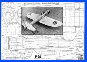 Model Airplane Plans (UC): P-26 Pea-Shooter 61" Stunt for .35-.60 by Jack Sheeks - Picture 1 of 4