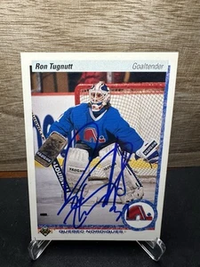 1990-91 Upper Deck Ron Tugnutt Quebec Nordiques #27 In-Person ON-CARD AUTO - Picture 1 of 2