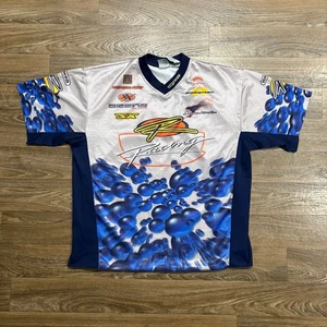 Y2K / Vintage 2000s Athletic Works R Racing Motocross Graphic Jersey Blue Sz XL - Picture 1 of 9