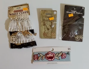 Menge 4 Steampunk Zubehör Zahnräder Monokel Halsband Manschetten Ohrringe Cosplay - Bild 1 von 7