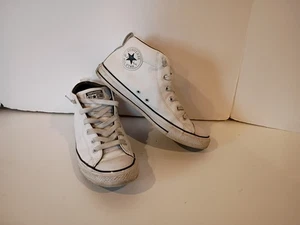 Converse Chuck Taylor All-Star Basketball White LEATHER Mid Top Shoes Men 9 - Picture 1 of 6