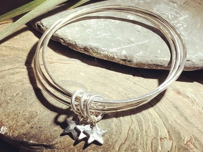 Triple stacking Stars 925 Sterling Silver Women Silver Bracelets for beauty - Image 1 of 3