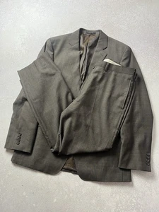 Lauren Ralph Lauren Blazer Pants Suit Mens 42 R Brown Plaid Wool Slim Fit - Picture 1 of 12